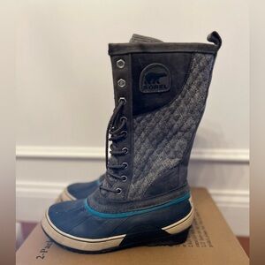 Sorel Womens NL1619 Sorelli Waterproof Rain Leather Gray Lace Up Boots